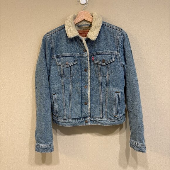 Levi's Original Sherpa Trucker Jacket in Divided Blue - Picture 1 of 8